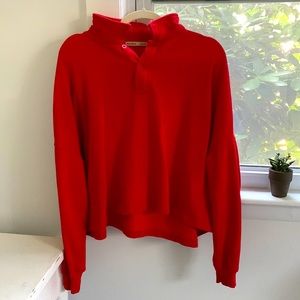 Pull & Bear red quarter button up with collar